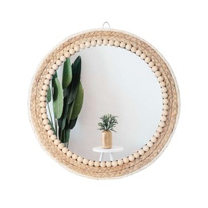 Espejo de Pared Circular de Madera de Mango Estilo Bohemio con Incrustaciones de Ratán - Hecho a Mano y Ecológico de 25 Pulgadas al por Mayor - Product Image 4