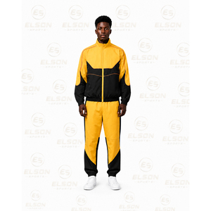 Chándal de hombre de alta calidad con bloques de color, manga larga, cremallera, cuello alto, estilo transpirable, poliéster, para primavera. - Product Image 4