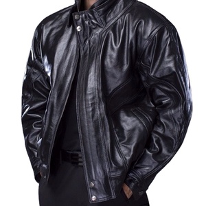 Blouson universitaire en cuir véritable pour homme, doublure Sherpa, bordure en fourrure, streetwear d'hiver, col montant, fermeture éclair, design multi-logo - Product Image 1