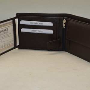 Portefeuille homme en cuir véritable marron, fin, à fermeture pliante, style minimaliste, usage quotidien, bouton pression, pochette à monnaie, doublure en polyester - Product Image 5