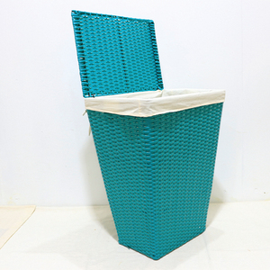 New Design Plastic <b>Wicker</b> Laundry <b>Basket</b> Iron Frame <b>Hamper</b> with Lid & Removable Liner - Product Image 3