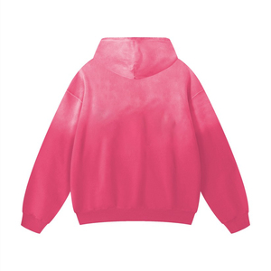 Hoodie Oversize Rose Délavé à l'Acide Style Urbain Hiver Épais Effet Usé 420 g/m² Coupe Ample Épaules Tombantes - Product Image 2