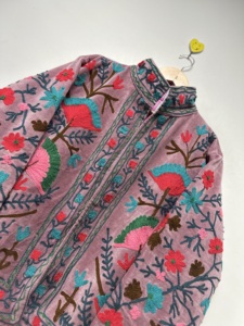 Unique Embroidery Coat Indian Handmade Unisex Premium Blazer Polyester Cotton Velvet Floral Pattern <b>Vintage</b> <b>Bomber</b> <b>Jacket</b> - Product Image 2