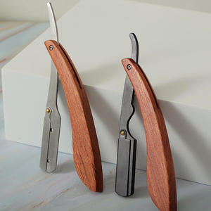 Wood Handle Straight <b>Razor</b> Stainless Steel Blade Single Blade For Face Shaving Smooth & Comfortable Professional - Product Image 5