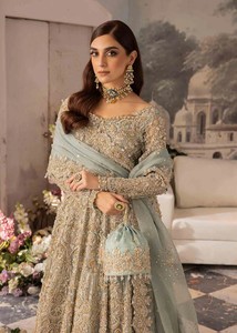 off Shoulder Floor-Length Plus Size Bride Lehenga Set Lace Ruffle Crystal Embroidery Wedding Dress Two Piece Bridal Outfit - Product Image 4