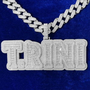 Colgante de Lujo Personalizado de Plata 925 con Letra Inicial de Moissanita Iced Out Estilo Hip Hop para Rapper, Collar con Colgante Bling - Product Image 1