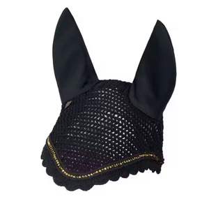 <b>Equestrian</b> Horse Fly Veil Ear Bonnet & Net Crochet Custom Logo Private Label Polyester Material Full Size - Product Image 6