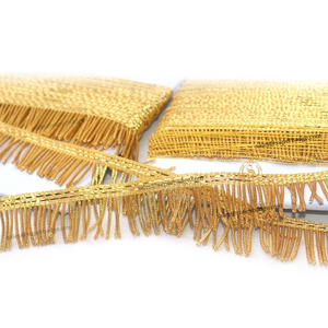 Ribete de flecos de lingotes de oro OEM, borla dorada personalizada, lingotes chapados y hilo de Mylar, ecológico, para costura manual en prendas. - Product Image 2