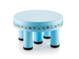 Round Plastic <b>Stool</b> With Floral Foiling Design For Home Use - Product Image 2