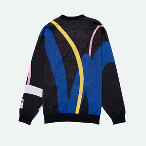 Cardigan en tricot à motif géométrique pour homme, en acrylique, à manches longues, col en V, style universitaire. - Product Image 2