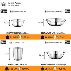 Juego de vajilla de acero inoxidable Signature Lite 58-PC para 6 platos duraderos y elegantes de calidad superior para uso diario - Product Image 3