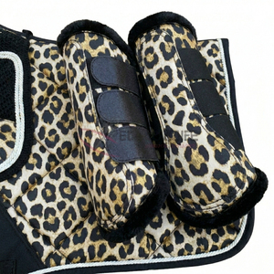 English Saddle Pad Set with <b>Brushing</b> <b>Boots</b> Wither Clearance Pad Anatomical Leg Protection <b>Boots</b> fly veil for Professional Riding - Product Image 5