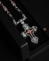 Collier pendentif croix bicolore en argent 925 plaqué argent avec moissanite, style hip-hop, breloque religieuse, bijoux unisexe, thème chrétien