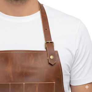 Custom Logo Leather <b>Apron</b> for Chef Kitchen <b>BBQ</b> Grill OEM ODM Wholesale Bulk Supplier Premium Leather <b>Apron</b> LPN-0225 - Product Image 4