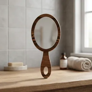 Oval <b>Hand</b> <b>Mirror</b> with Handle Portable Makeup <b>Mirror</b> for Cosmetic Shaving Bathroom Salon Barber Travel Home Vanity Decor - Product Image 4