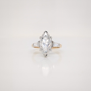 Lurba Jewels Marquise Cut Moissanite 14K Gold Certified Engagement Ring Three Stone Prong Set Women Anniversary Wedding - Product Image 3