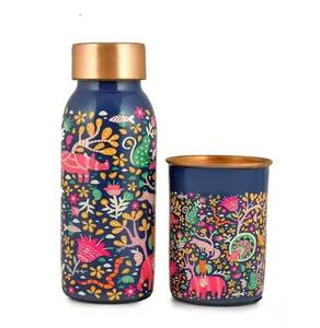 Botella de Agua de Cobre con Diseño de Bosque Encantado, Juego de Vasos de Cobre con Arte Folclórico de Vida Silvestre, Regalo Ayurvédico, Artículos para Bebidas de Primera Calidad - Product Image 6