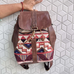 New Arrival Real Leather Handmade Jacquard Leather <b>Backpack</b> Rucksack Multi Uses <b>Backpack</b> Designer Women's Western Uses <b>Backpack</b> - Product Image 1