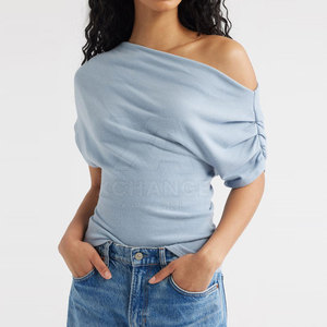 T-shirt tendance pour femme à épaules dénudées – Meilleur prix, impression personnalisée – Haut décontracté d'été pour femme – Fournisseur en gros - Product Image 2