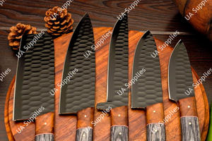 Ensemble de couteaux de cuisine professionnels en acier inoxydable extra-affûté avec revêtement en oxyde, personnalisables OEM/ODM, vente en gros, manche en bois - Product Image 4