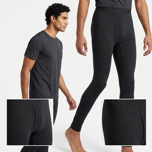 Leggings de Compresión Largos para Hombre, Color Negro Sólido, Spandex y Poliéster, Transpirables, de Secado Rápido, Cintura Elástica con Cordón Ajustable, 180g - Product Image 6