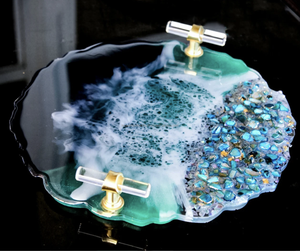 Bandeja de resina de alta demanda para decoración del hogar, Bandejas para servir hechas a mano, bandeja de resina perfecta para el hogar del Hotel con asas - Product Image 3