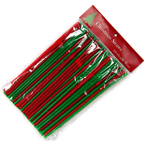 Pailles de Noël flexibles en plastique, 8 pouces, lot de 50, vert/rouge, anti-fuite, biodégradables, jetables, sans BPA, écologiques, en PP - Product Image 3