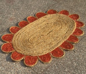 100% Handmade Braided Scalloped Jute <b>Rug</b> | Natural Eco Friendly <b>Boho</b> Farmhouse Area <b>Rug</b> | Custom Size Wholesale Supplier - Product Image 1