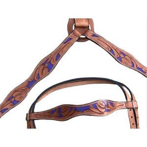 L'ensemble de punaises en cuir de qualité supérieure rose vif comprend une têtière et un collier de poitrine avec un design incurvé floral - Product Image 1