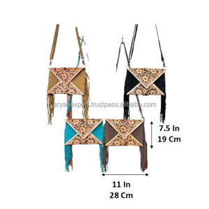 New Design Hand Tooled Suede Leather Fringe Crossbody <b>Bag</b> Women's Multifunctional Envelope <b>Bag</b> Genuine Leather Clutch Handbags - Product Image 2