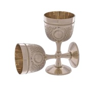 Coupe Kiddush 5 pouces, Gobelet à vin pour Shabbat, Finition nickel, Sublimation, Transparent, Compatible lave-vaisselle, Bar/Bat Mitzvah Mariage, Coupe d'Elijah