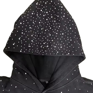 Pull-over doux oversize streetwear en polaire brodé avec lettres et strass, style vieilli, collection hiver 2026, vente en gros OEM - Product Image 5