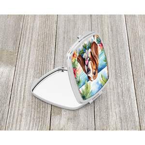 Basset Hound Luau Compact Travel <b>Makeup</b> <b>Mirror</b> Portable Folding Handheld Design Gift for Women and Girls - Product Image 2