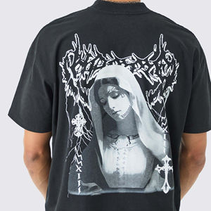 เสื้อยืดผู้ชายผ้าคอตตอนเจอร์ซีย์คุณภาพสูง เนื้อหนา พิมพ์ลาย ขนาดโอเวอร์ไซส์ พร้อมโลโก้ด้านหน้า - Product Image 2