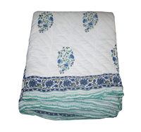 Couette légère, réversible, moelleuse, respirante, durable, toutes saisons, avec un magnifique design coloré, imprimée à la main, en coton de Jaipur, Rajai