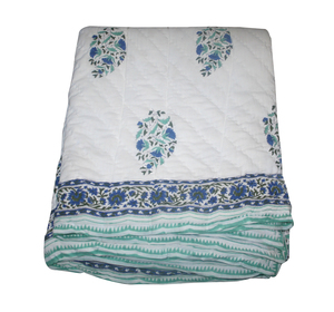 Couette légère, réversible, moelleuse, respirante, durable, toutes saisons, avec un magnifique design coloré, imprimée à la main, en coton de Jaipur, Rajai - Product Image 4