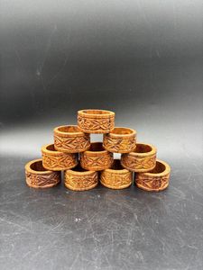 Anneau de serviette décoratif en bois sculpté, idéal pour l'organisation du linge de cuisine, les banquets de fin d'année et les célébrations d'anniversaire - Product Image 5