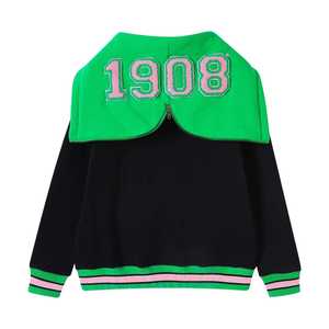 เสื้อฮู้ด AKA Black Prep Unisex สีเขียวชมพู ปักอักษรกรีกด้วยไหมเชนีล ทรงพรีเมียม - Product Image 2