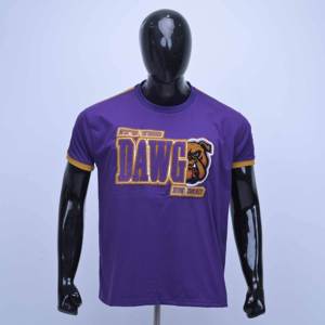 Camiseta de Alta Calidad Estilo Urbano, Algodón con Letras Bordadas en Chenilla, Dobladillo Curvo, Color en Contraste, Corte Holgado - Product Image 1