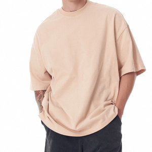 Camiseta de Algodón Beige para Hombre, Corte Regular, Manga Corta, Cuello Redondo, Diseño Liso Informal, Tejido de Punto, Color Sólido, Corte Regular, ROLEIN SPORTS - Product Image 1