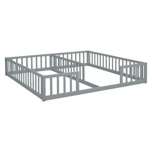 Cama Doble para Dormitorio, Color Gris, Sin Puerta, con Barandas de Seguridad - Product Image 3