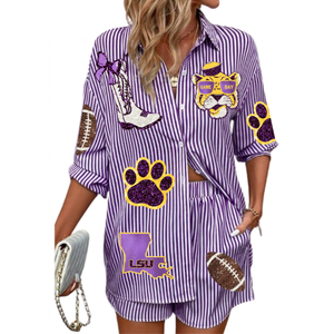 Vestido Casual de Alta Calidad para Mujer, Vestido Casual Sencillo para Fiesta de Verano, Cuello Camisero, Mangas Cortas, Vestido con Cuentas y Lentejuelas - Product Image 5