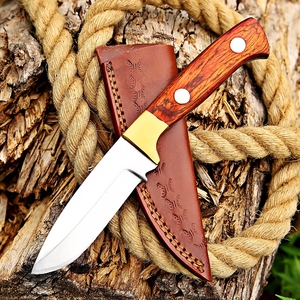 Custom Handmade Fixed Blade Hunting Skinner Knife Wood Handle Partially Serrated <b>Edge</b> Carbon Steel Lightweight Durable - Product Image 4