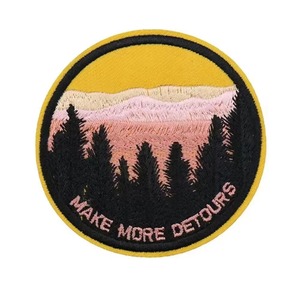 Circular Embroidered <b>Patch</b> With Mountain Landscape Design <b>Sew</b>-<b>On</b> Fabric Applique For Clothing Gifts - Product Image 1