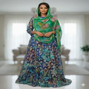 Superior Quality Somali Fransawidirac 3-Piece Bridaldress Set Premium Gold Twill Plain Jacquard DigitalPrint Chiffon <b>100</b>% <b>Silk</b> - Product Image 1