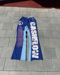 Pantalones de chándal anchos y acampanados para hombre, de algodón con lavado ácido, de pierna recta, 400 g/m², con doble cintura, estilo baggy. - Product Image 2