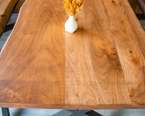 Modern Luxury SolidWood Live Edge Glass Top <b>Round</b> Commercial <b>Dining</b> <b>Table</b> 2 Bench Sets Restaurant Furniture Eco-Friendly - Product Image 4