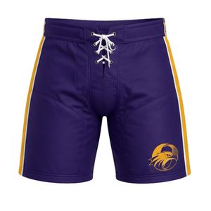 Men Purple Sublimated Ice Hockey Jersey Shorts Set V Neck Striped Polyester Sports Uniform Training Wear <b>Athletic</b> Team Apparel - Product Image 4