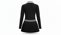 Ensemble de pickleball personnalisé pour femme, polo à manches longues et quart de zip, jupe-short, taille élastique, col montant, tricot Oxford, vêtements de sport OEM