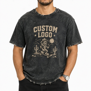T-shirt Homme Personnalisé en Gros, Coton Premium 240 GSM, Effet Délavé Vintage, Coupe Oversize, Imprimé Graphique, Style Streetwear - Product Image 1